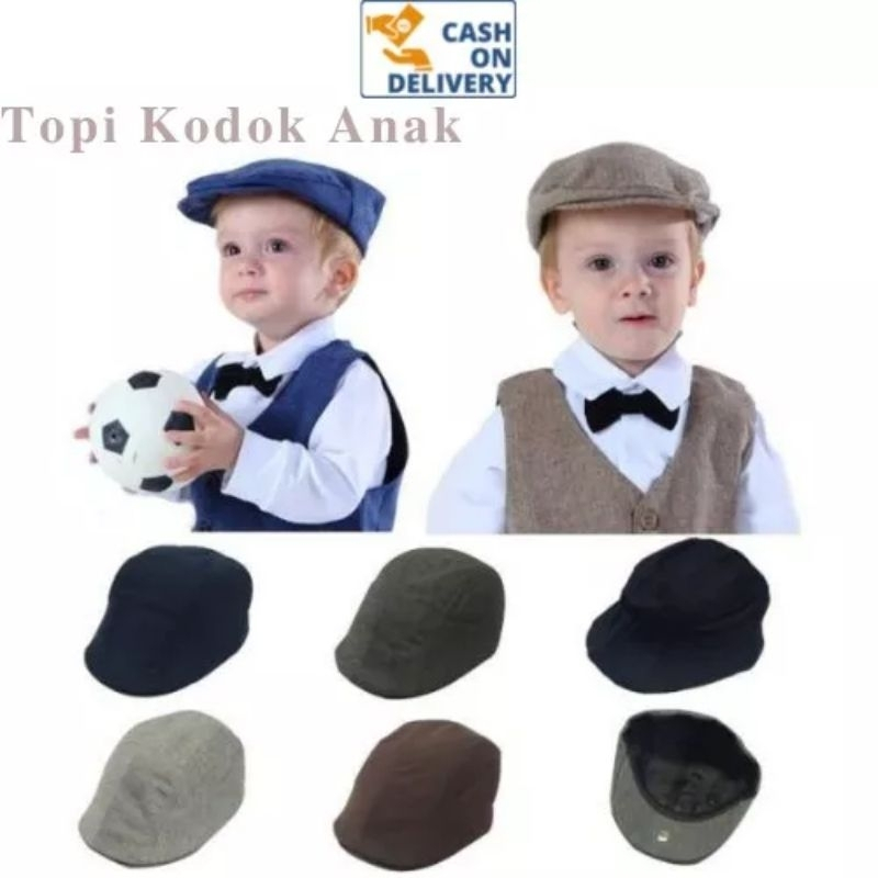 Topi Flat Cap Balita dan Anak Gratis Bordir Nama Topi Kodok Topi Copet Topi Pet Anak