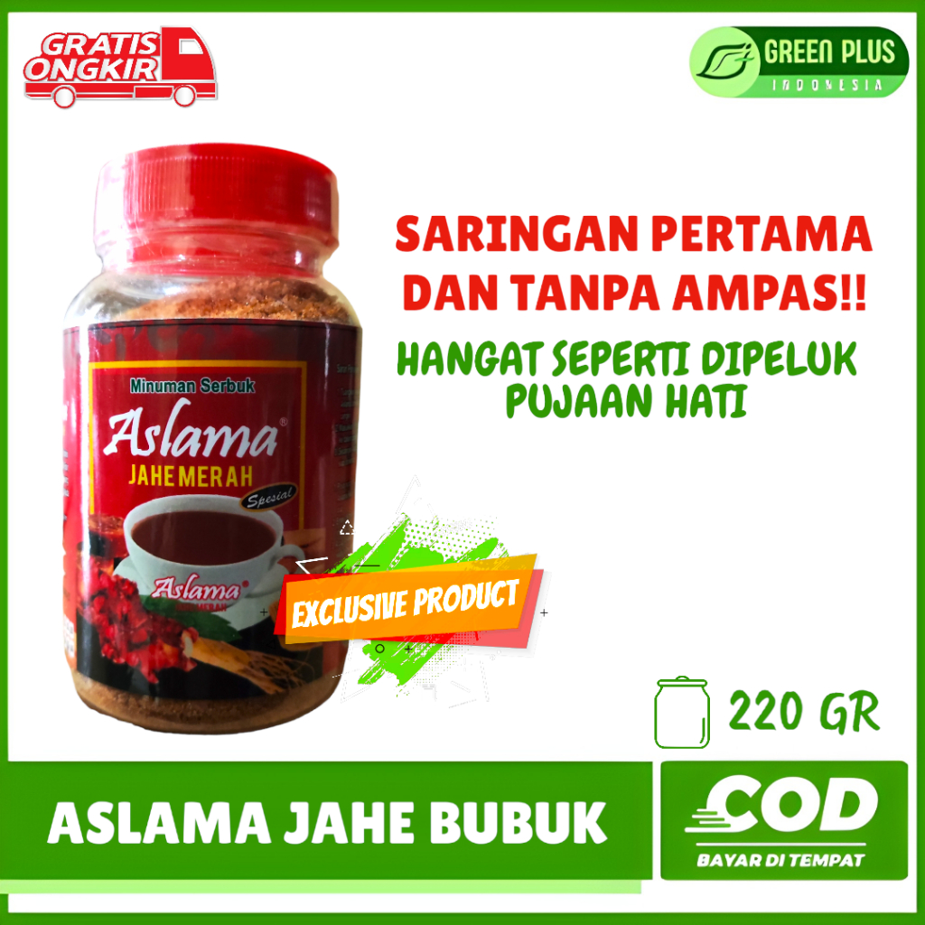 

ASLAMA Jahe Merah Bubuk Degan Rempah Rempah dan Tanpa AMPAS Jahe Merah Segar 220 Gram