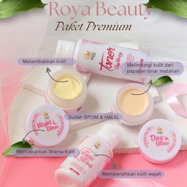 Diskon Ngabisin stock Pemutih Wajah Roya beauty paket basic Extra Glowing Skincare Ready ❣️