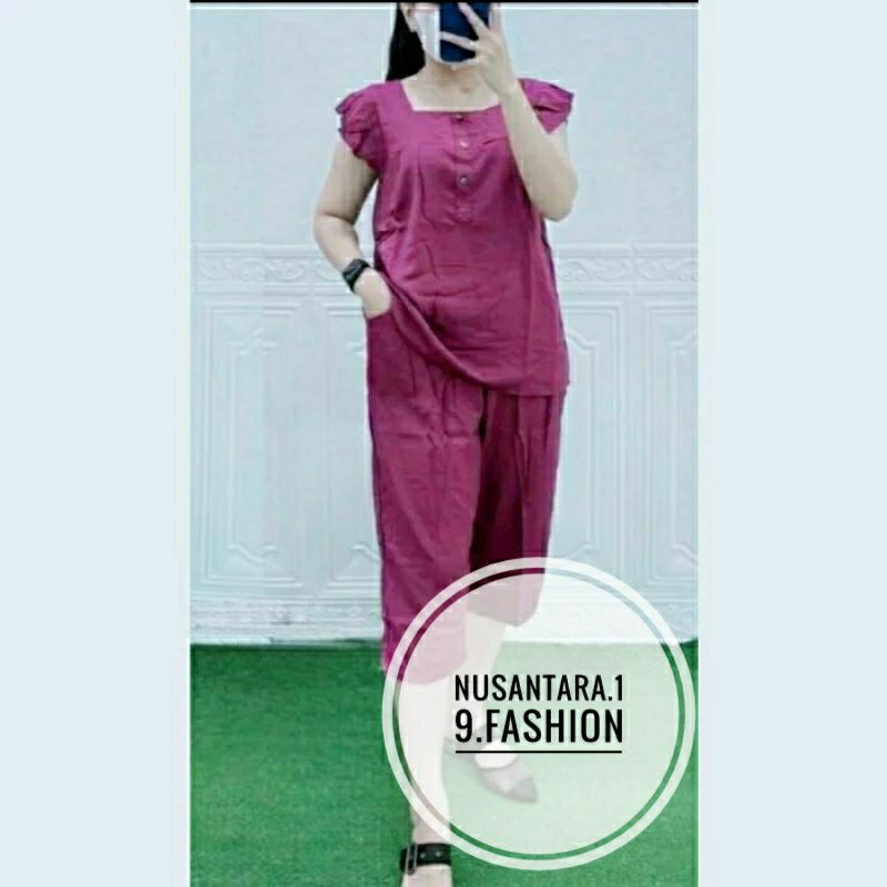 Setelan rayon wanita 7/8 Polos//one set baju santai perempuan