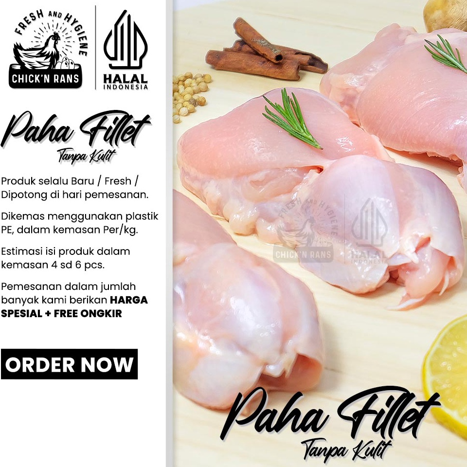 

TIPE WRQ5 Daging Ayam Paha Fillet Boneless Tanpa Kulit 1kg