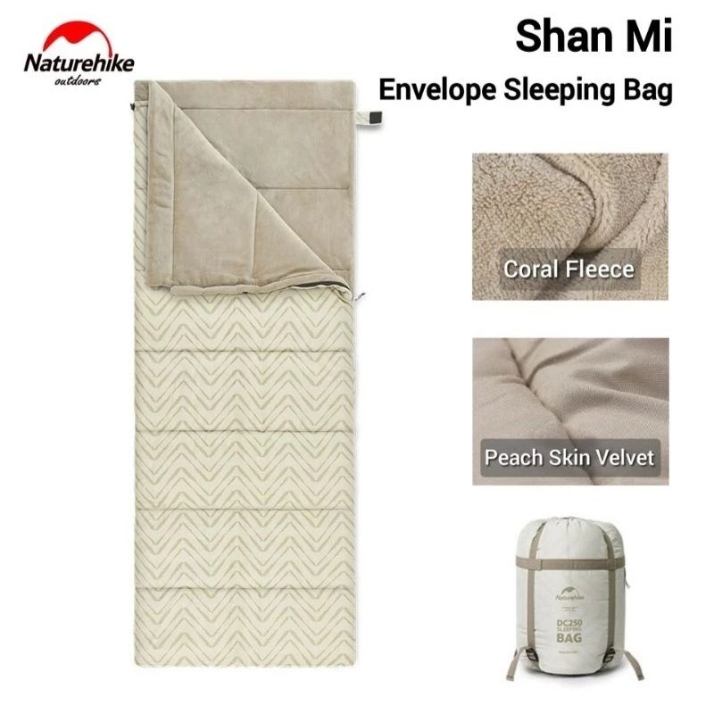 SLEEPING BAG NATUREHIKE CNK2300SD012 ULTRALIGHT SPRING FALL ENVELOPE SLEEPING BAG FLEECE PEACH SKIN 