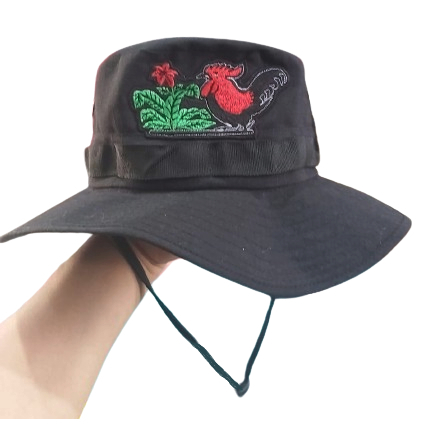 Topi rimba logo ayam jago bordir
