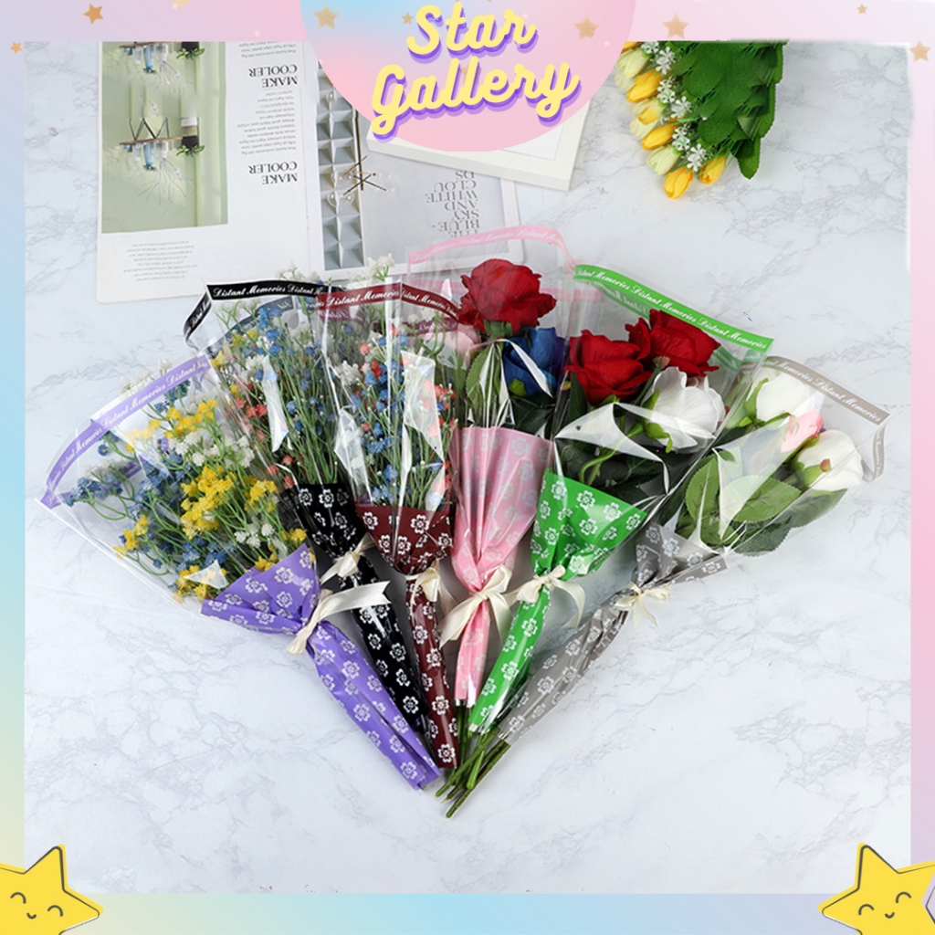 

Plastic Flower Bucket Plastik Buket Bunga Motif Batik Single Rose KB6154