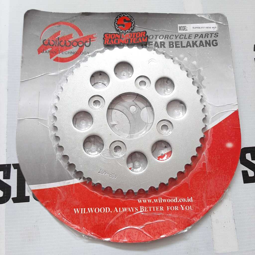 428-46T Gear Gir Belakang Honda Supra Fit New / Karisma / Supra X 125 / Wave 125 / Blade Wilwood