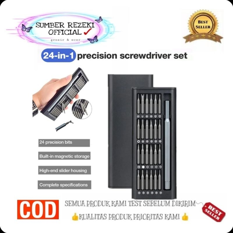 SR - Alat Perkakas Perlengkapan Service Hp Jam Tangan / Obeng Set Premium 24 Set Pegangan Paduan Alu