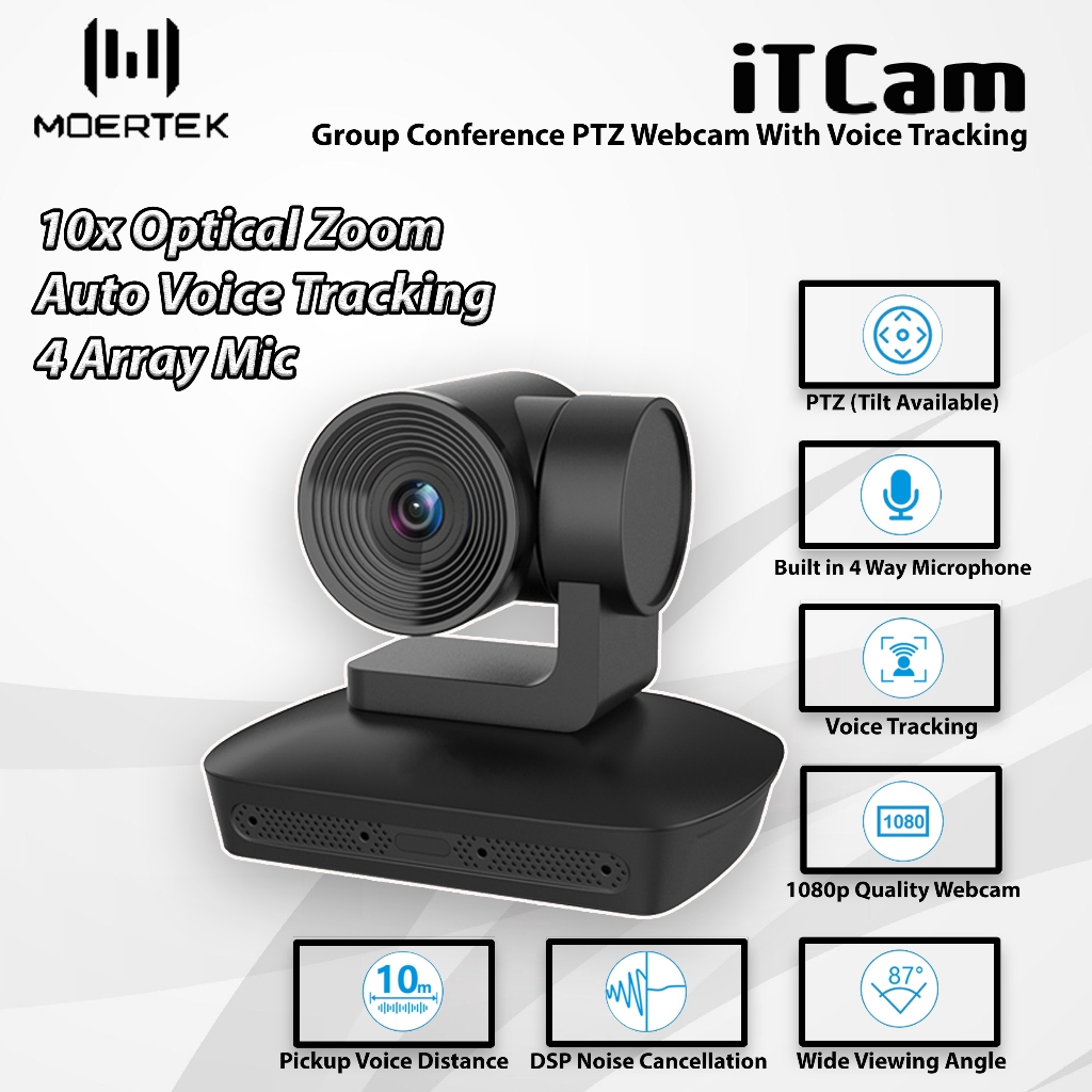 Video Conference Webcam 10x Optical Zoom PTZ Camera iTCAM With Microphone Zoom Meeting PTZ Camera