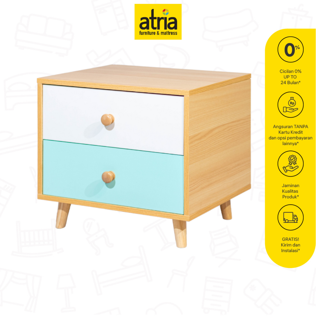 Atria Shandy Meja Nakas Minimalis Wood 40 x 35 x 35 cm
