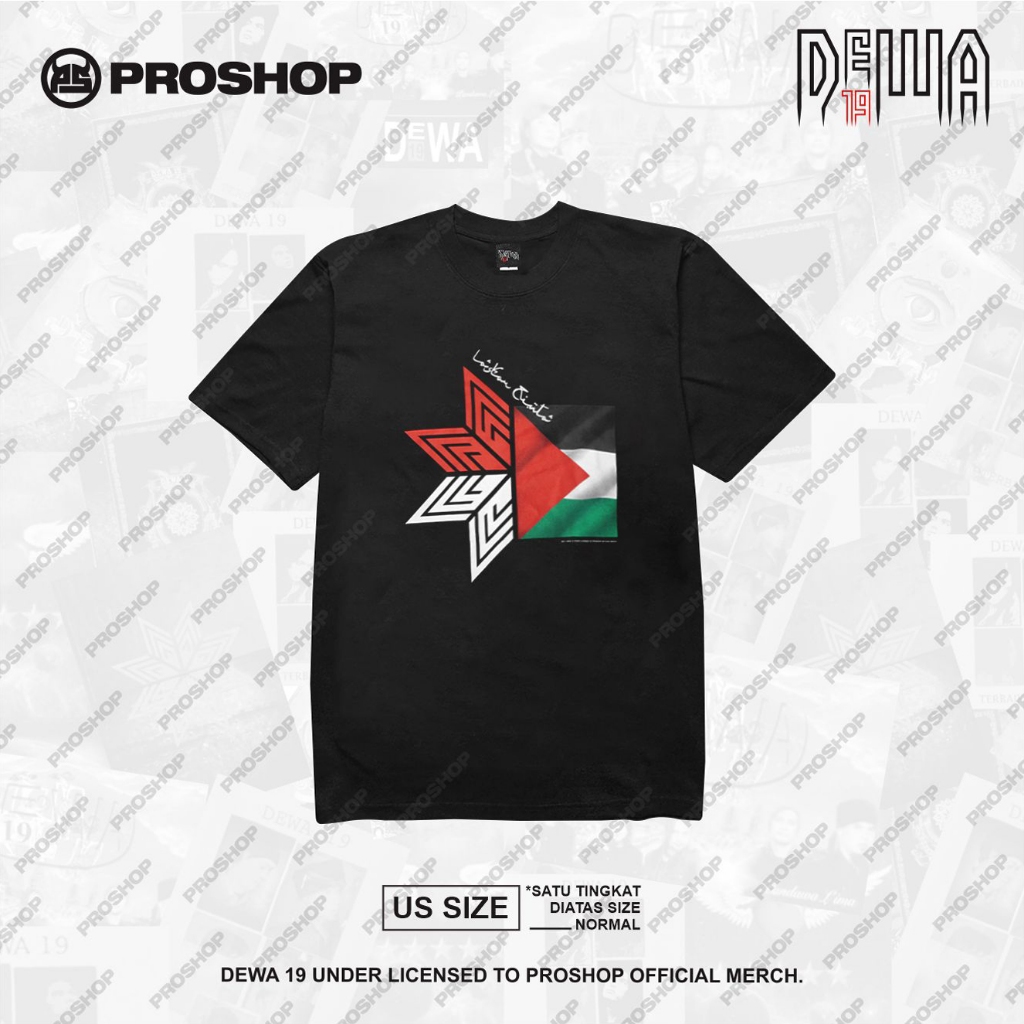 Proshop | Dewa19 palestine 2 | Dewa 19 Tshirt | Kaos Pria Kaos Distro | Hitam