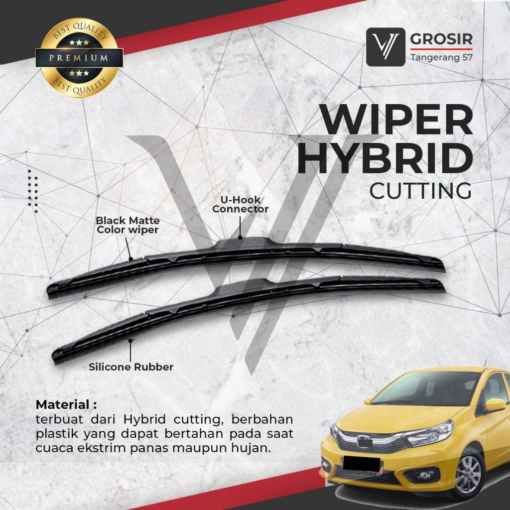 WIPER MOBIL BRIO HYBRID ECO / WIPER HONDA BRIO HYBRID 2 PCS