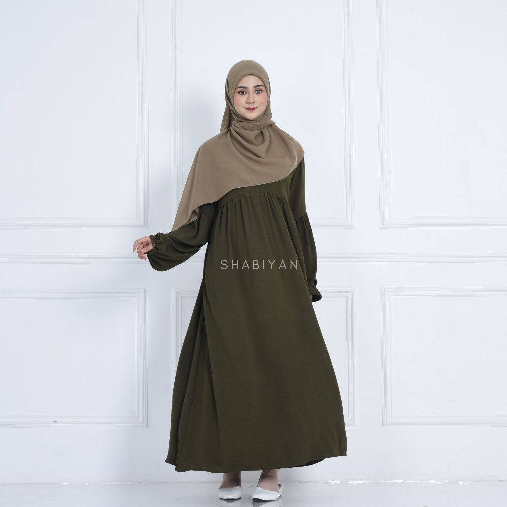 SHABIYAN 511 Gamis Wanita Crinkle Air Flow Terbaru | Lalisa-Green