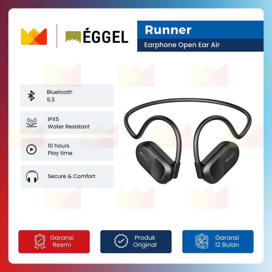 EGGEL Runner Open Ear Air Conduction Sports Earphone Bluetooth ENC
