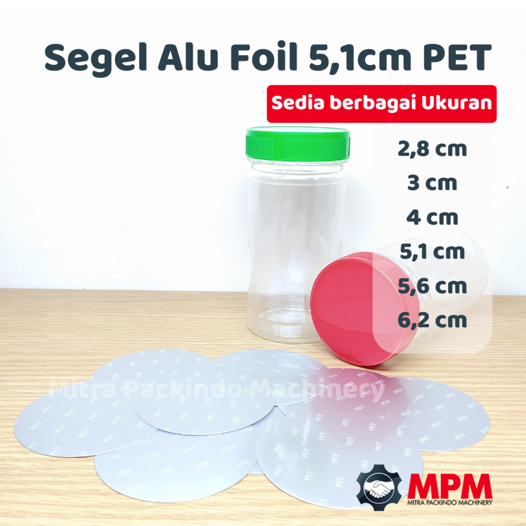 Alu / alumunium Foil 5,1 cm Induksi Segel Botol Sambal / Bumbu isi 500pcs