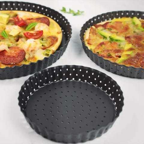 Loyang Pie Pizza Mini  Stainless dengan Lubang Anti Lengket Bongkar Pasang Tebal dan Loyang Bentuk L