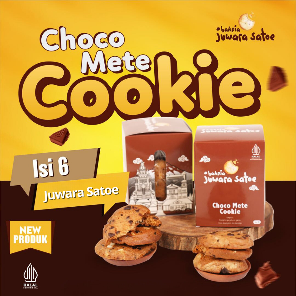 

BAKPIA JUWARA SATOE [ Isi 6 ] Choco Mete Cookie - Oleh Oleh Khas Jogja