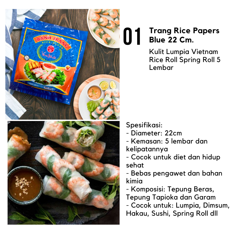 

Ready Stok Rice Paper Banh Trang 22 cm isi 5 lembar Kulit Lumpia Vietnam Spring Roll Salad Wrap (6x=