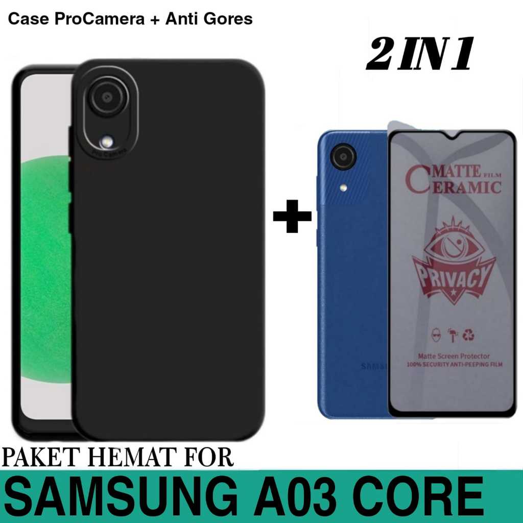 PAKET 2IN1 CASE SAMSUNG GALAXY A03 CORE SOFT CASE LIQUID PRO CAM FREE ANTI GORES ANTI SPY