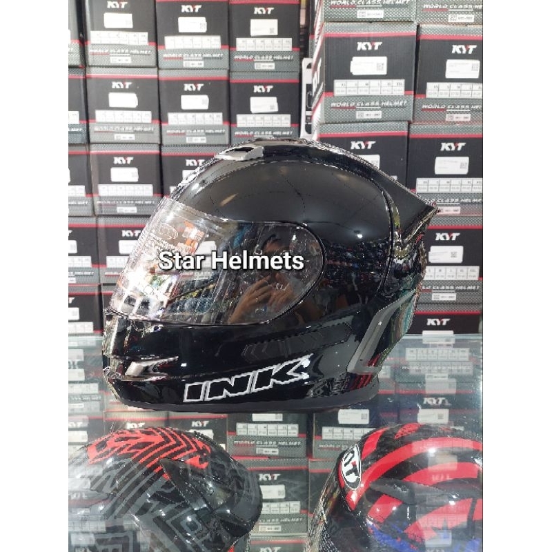Helm INK Stealth Solid Black Glossy + Free Tas Helm INK Original
