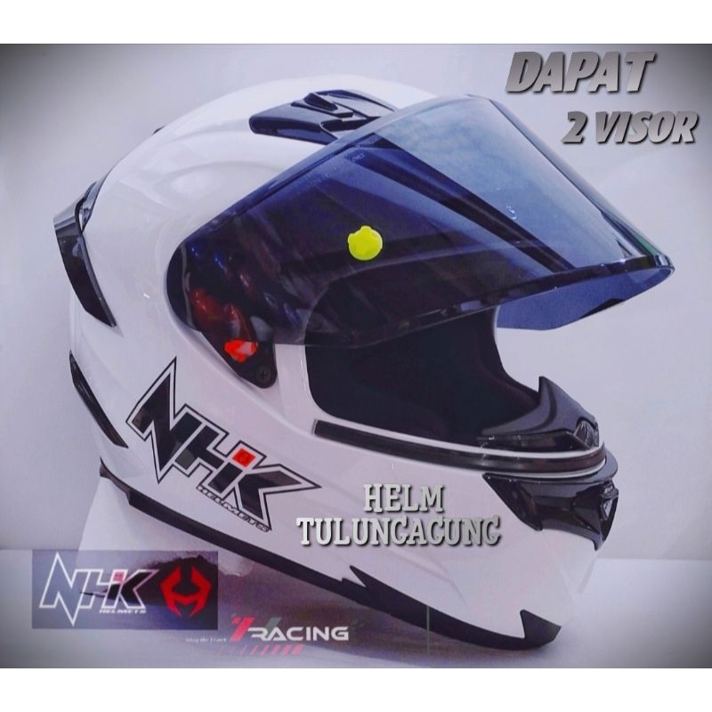 NHK RX9 PAKET GANTENG SOLID WHITE PUTIH FLAT VISOR IRIDIUM TERBARU TERMURAH TERLARIS TERLENGKAP