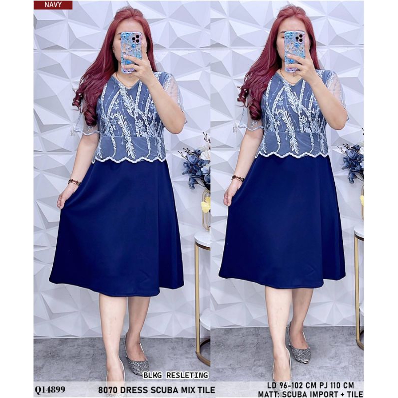 DRESS SCUBA BANGKOK PREMIUM DRESS NATAL MIX TILE BORDIR SIDI BAPTIS GEREJA QQ 80700