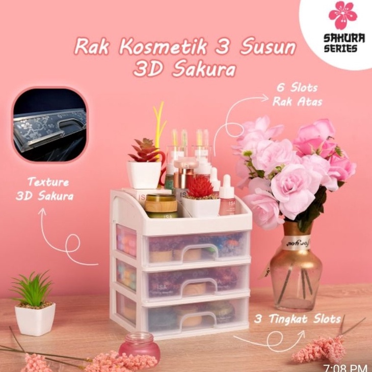 DearO4a4Z Rak kosmetik Laci Kosmetik Plastik 3 Susun  Rak Makeup Organizer