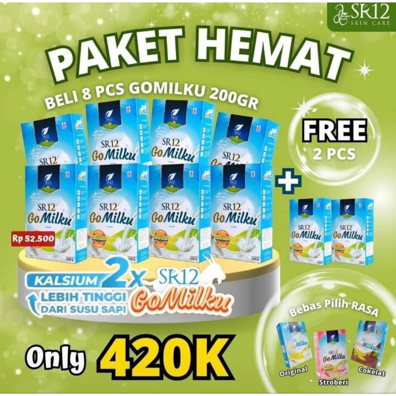 

TERSEDIA PAKET HEMAT RESELLER SUSU ETAWA GOMILKU SR12 UKURAN 200G 8BOX FREE 2BOX 200g