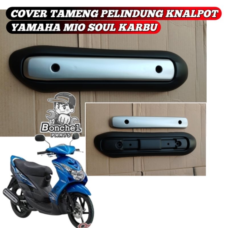 Cover tameng pelindung knalpot lis silver Y-Mio soul karbu/Yamaha Mio soul pertama