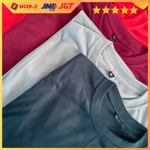 KAOS POLOS PRIA WANITA LENGAN PENDEK WARNA PUTIH MERAH