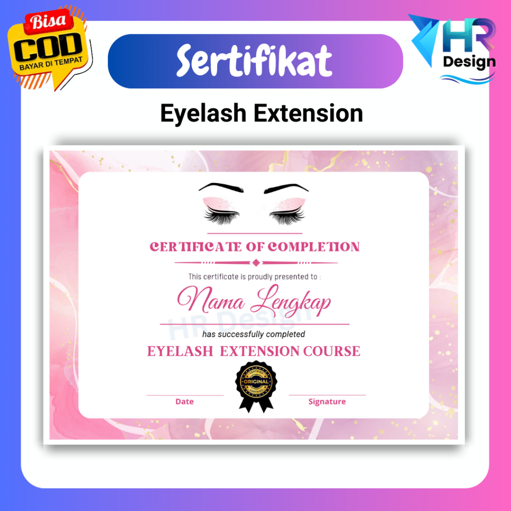 

Cetak sertifikat Eyelash Extension Course Sertifikat Kursus Kecantikan Class
