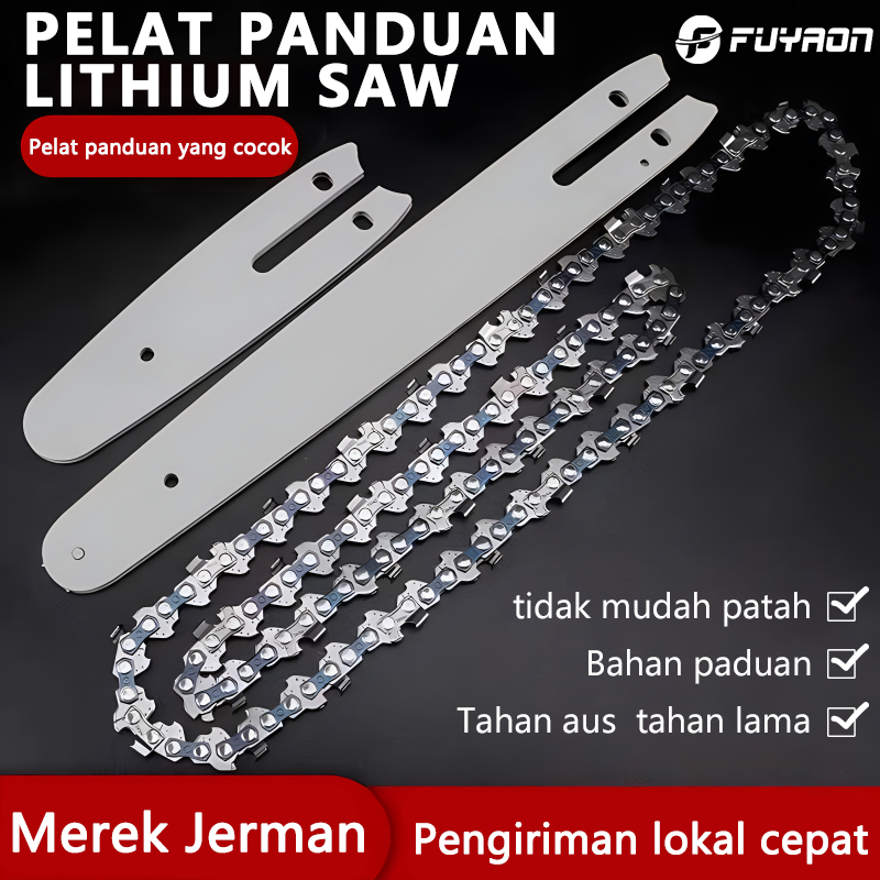 COD✅ FUYAON  4/6/8 Inc Rantai gergaji rantai + pelat pemandu Rantai gergaji mesin Aksesori untuk ger