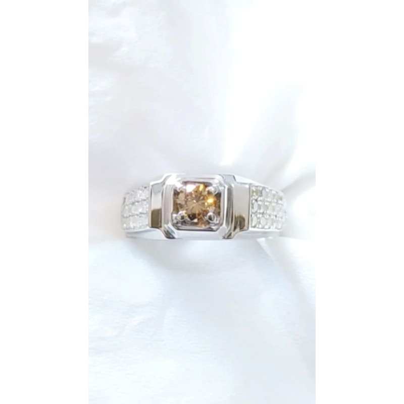 Cincin Pria Berlian Asli Natural Diamond Eropa Ring Silver