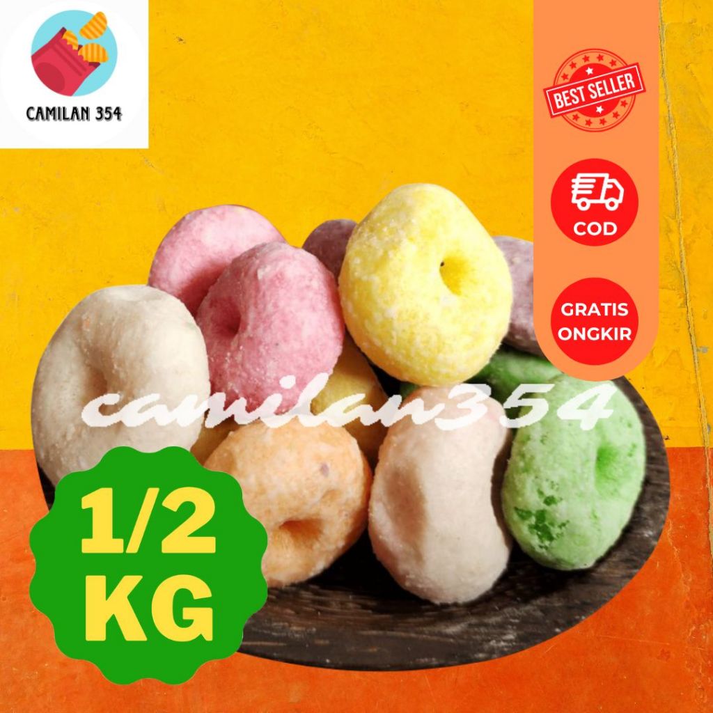 

[RANDOM] [500GRAM] Ladu Donat Warna Warni - 1/2KG / Kue Getas Manis Gembos / Getas Tabur Gula