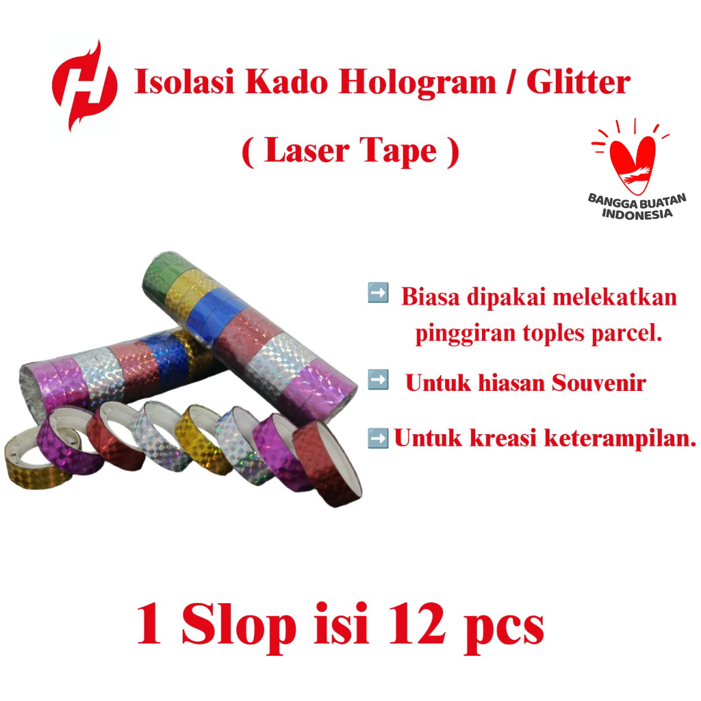 

Isolasi atk stationary laser tape 14mm*2m harga Per slop_______090