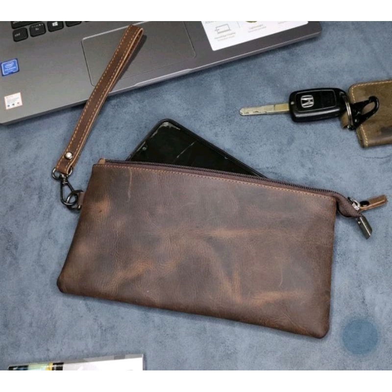 Dompet hp dompet pria /wanita kulit asli crazy horse