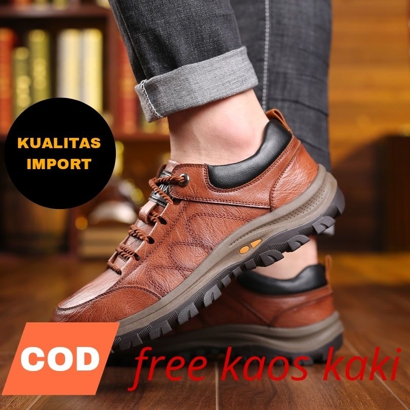 SEPATU KULIT HIKING CASUAL PRIA IMPORT