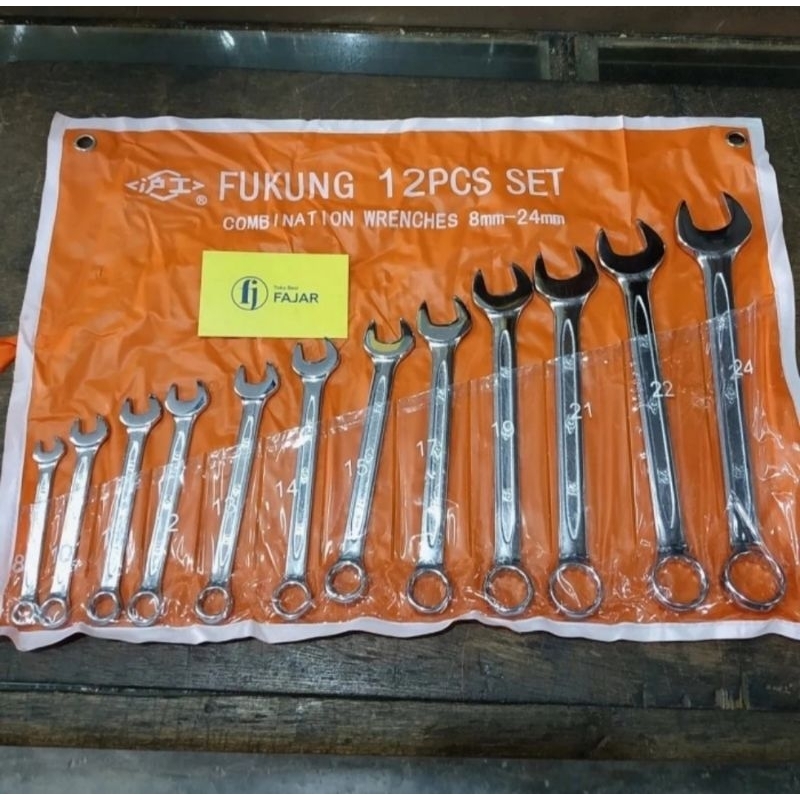 Kunci ring pas kombinasi set 8 - 24 Combination wrench Fukung 12 pcs kunci bengkel mobil motor mekan