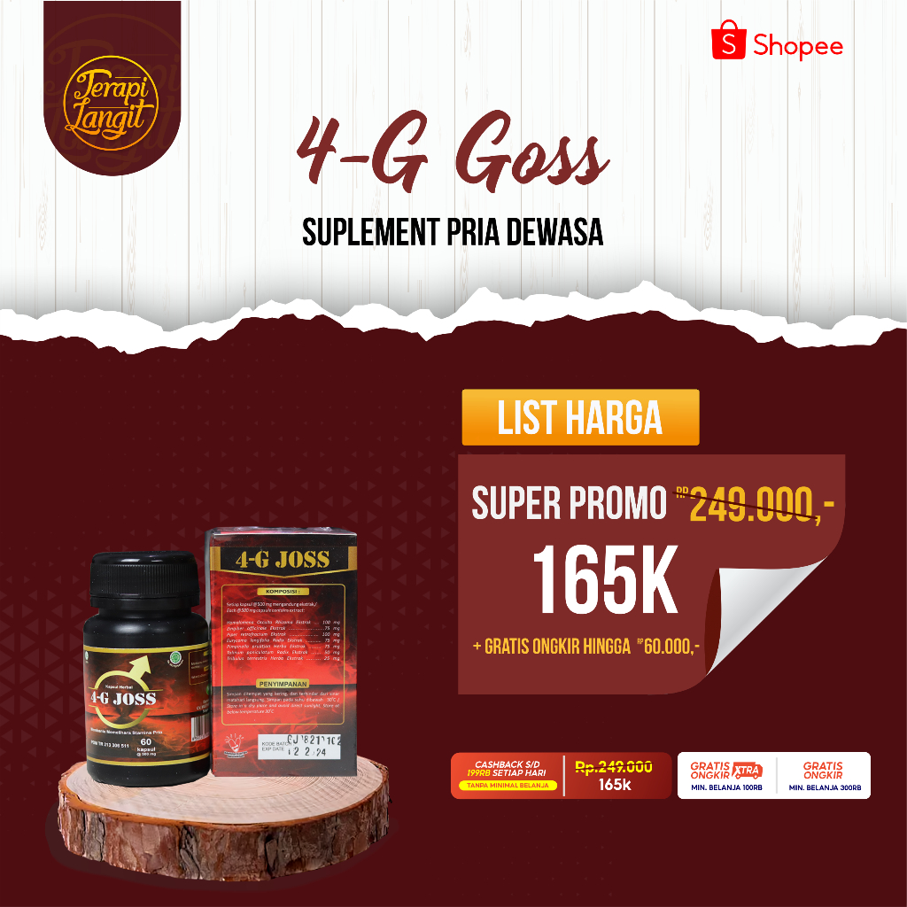 [Bisa COD] 4G Joss Herbal Kesehatan Pria Dewasa Mengatasi Lemah Syahwat Kurang Stamina BPOM Original