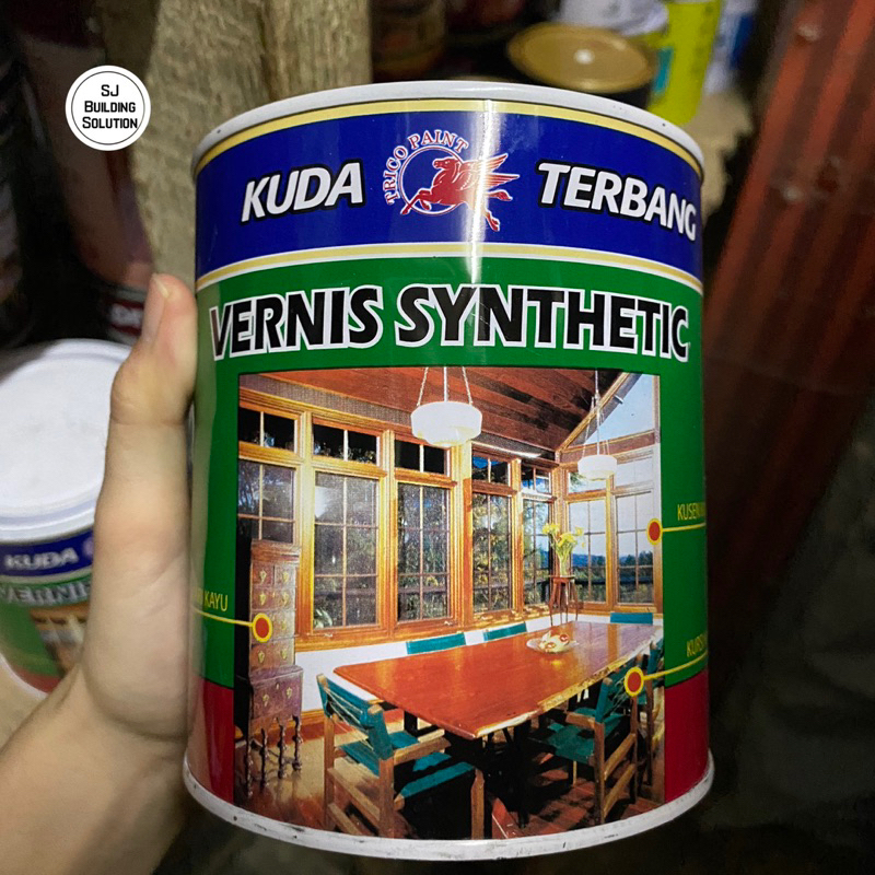 Vernish Kayu Besi Kuda Terbang 1kg/ Pernis Vernish Bening 0.9L 0,9 L