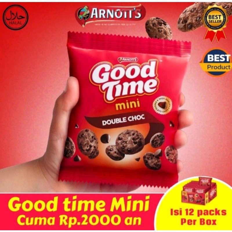 

GOOD TIME MINI COOKIES DOUBLE CHOCO BOX - Netto 12 BGKS x 18 GR / COOKIES COKLAT