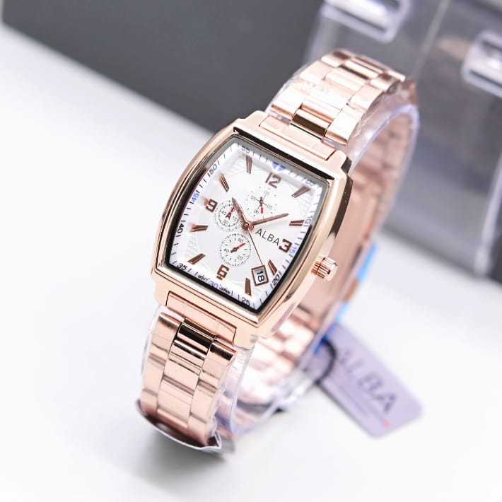 COD Jam Tangan Wanita Alba HB Tali Rantai Body Oval Chrono Variasi Tanggal Aktif