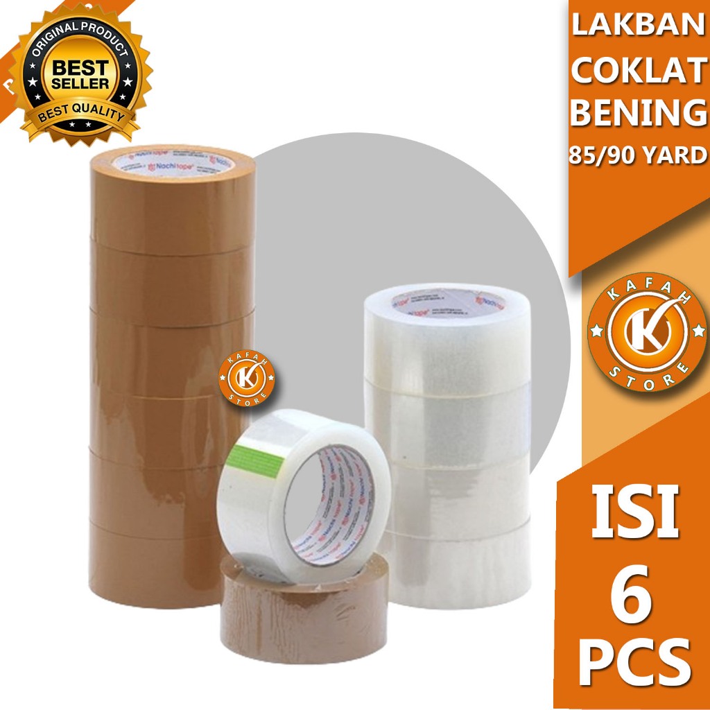 

LAKBAN COKLAT/BENING 85 YARD 1 ROLL ISI 6 PCS KAFAH STORE