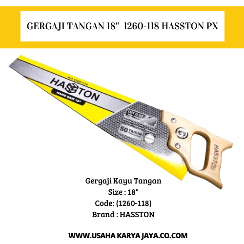 Gergaji Tangan Gagang Kayu 18'' 1260-118 HASSTON Original Gergaji Gorok / Gergaji Potong / Gergaji /