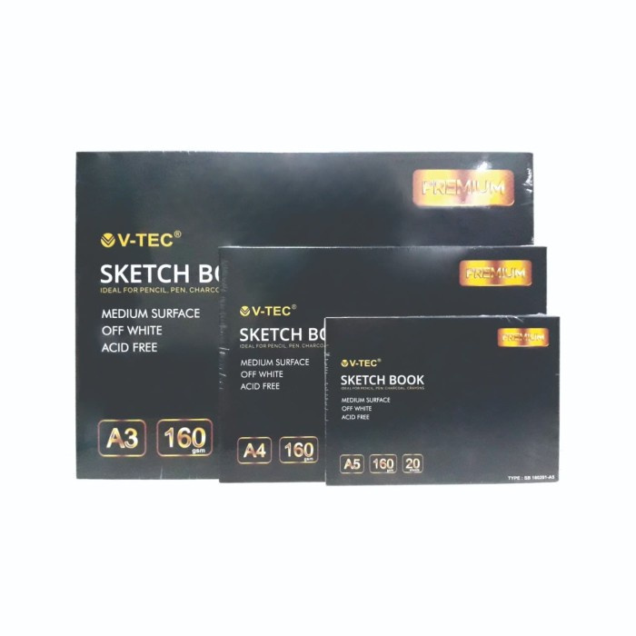 

V tec sketch book medium surface buku sketsa 20 sheet 160 gsm A3 A4 A5