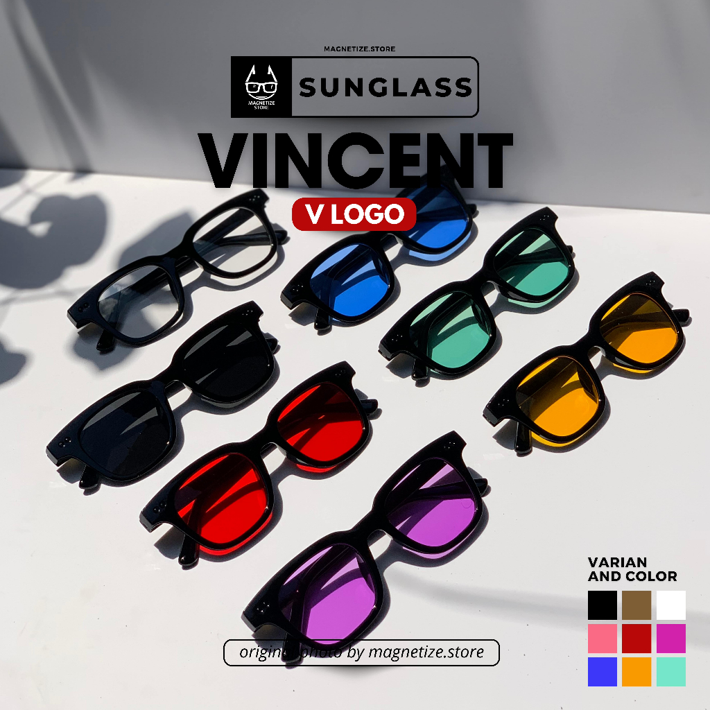 Kacamata Vincent Logo V Kotak Hitam Transparan Clear Pria Wanita Putih Kacamata Louis Servern Gaya K