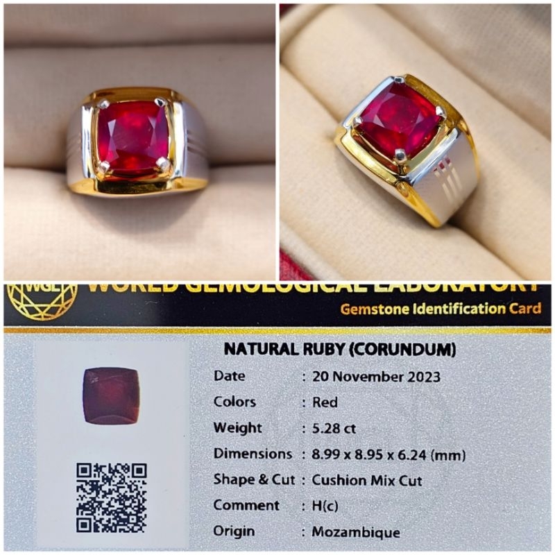 Cincin Perak Memo Baty Natural Ruby Corundum Mozambique