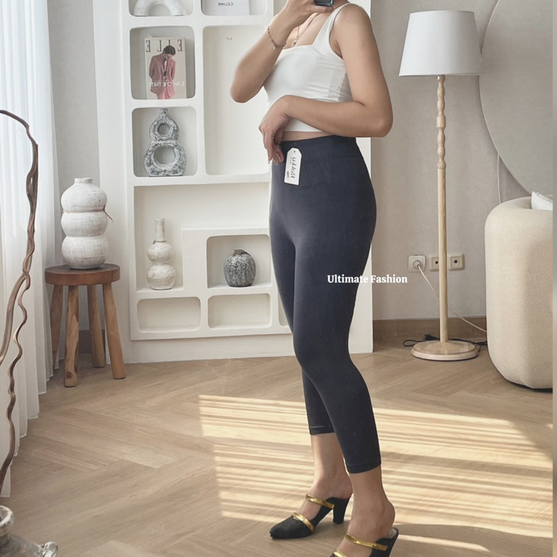 Celana Legging 7per8 Pendek Super Tebal Fleece Polos Premium Import 702 Olahraga Sport Senam Yoga Gy