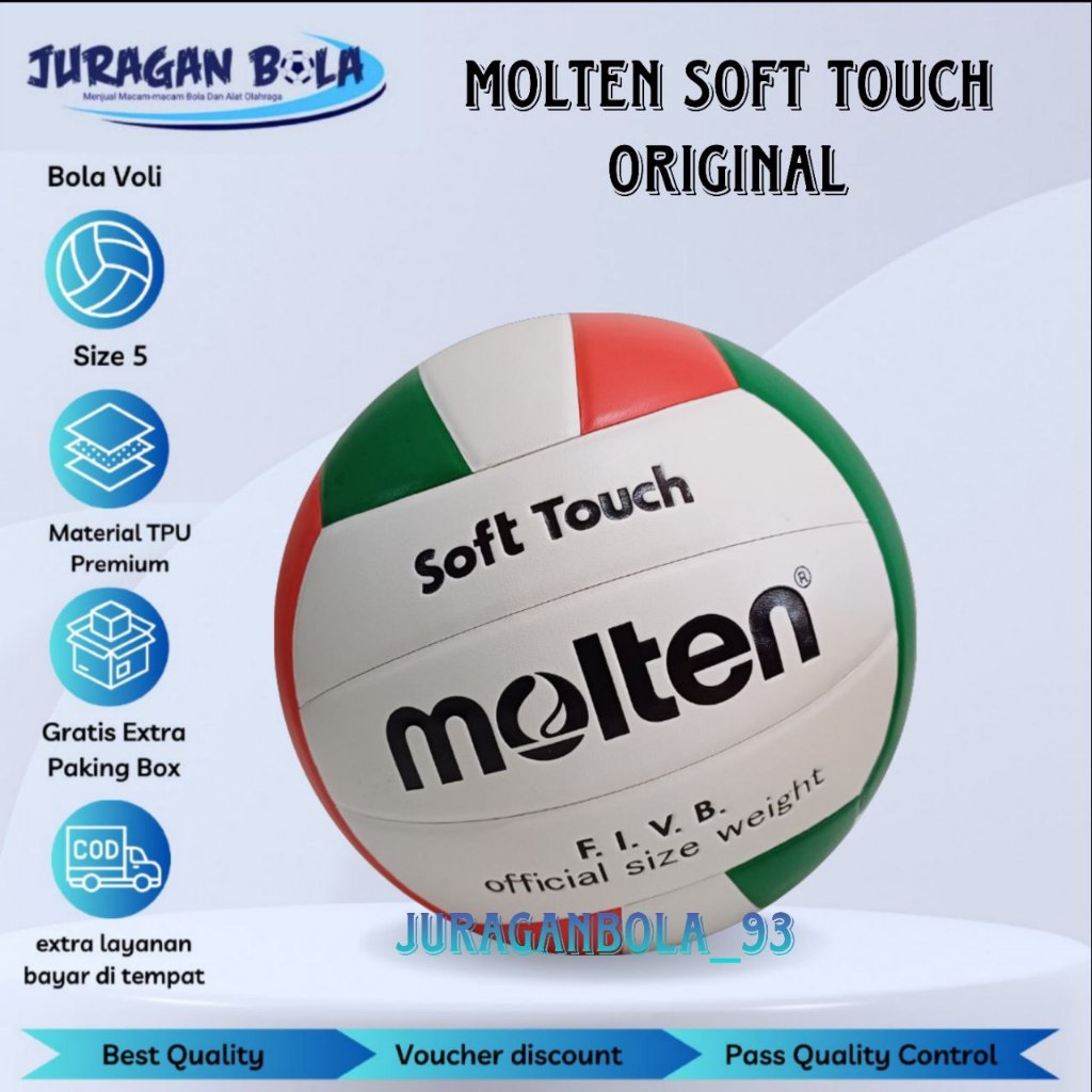 Bola Voli Molten Volly Soft Touch Voly empuk Volley Asli Original