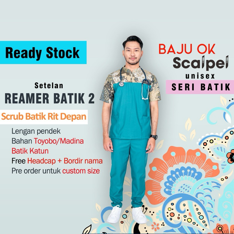 [FREE BORDIR NAMA] Scrub batik medis baju ok REAMER BATIK 2