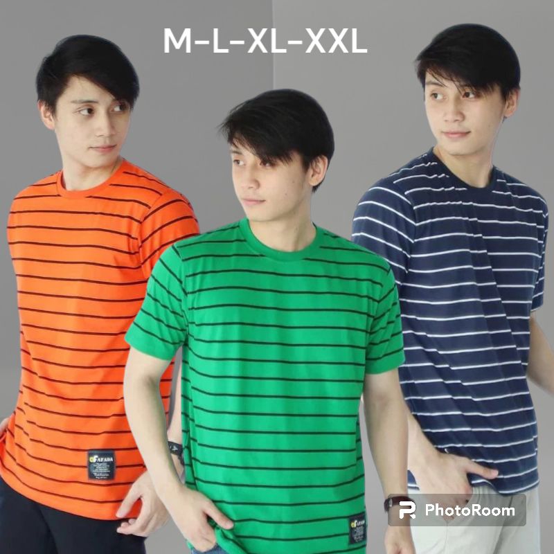 Kaos Pria Polos Salur M L XL XXL Jumbo Lengan Pendek/kaos salur jumbo / baju pria salur kaos keren