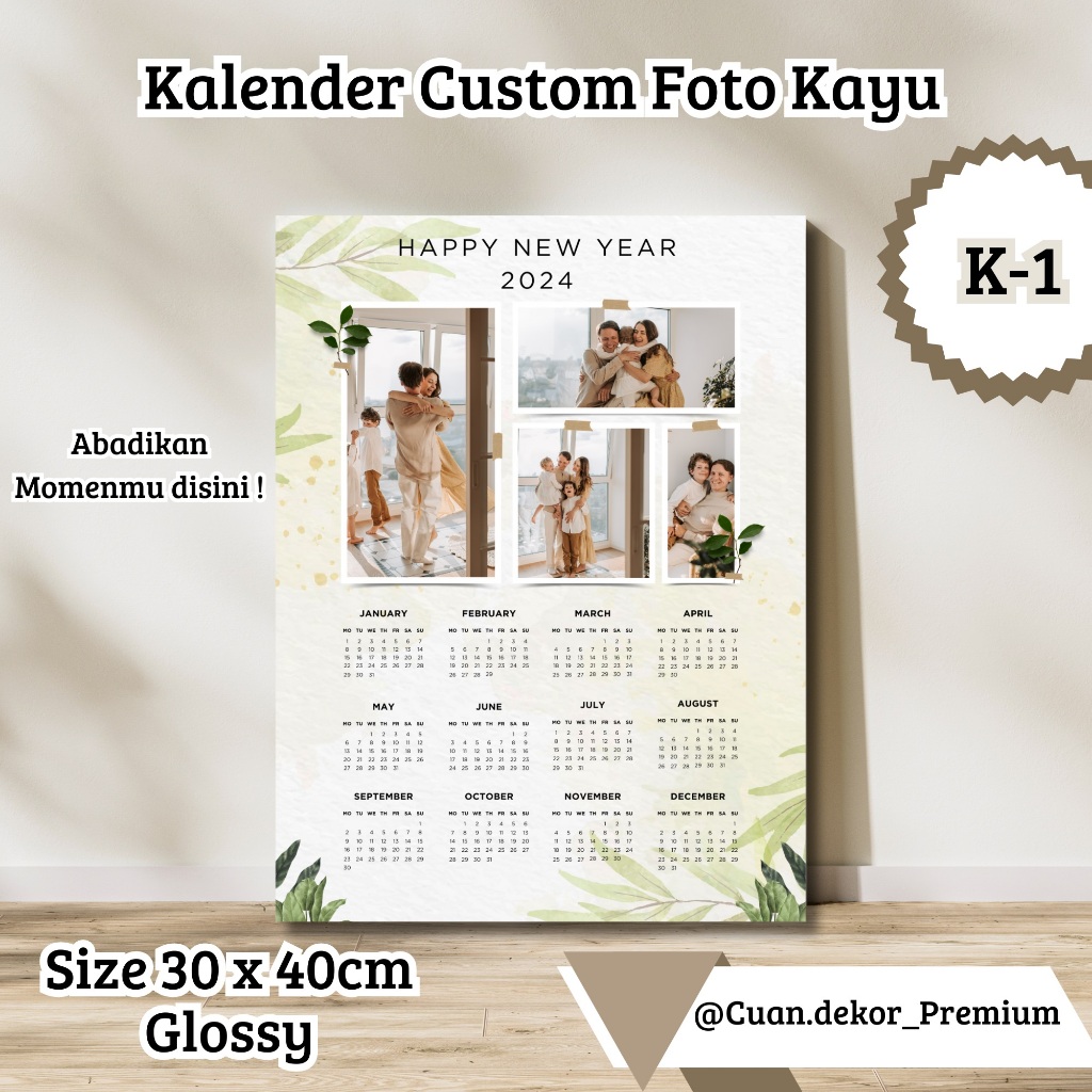 CETAK FOTO KAYU KALENDER CUSTOM FOTO KAYU UKURAN 30 X 40 CM / KALENDER FOTO CUSTOM